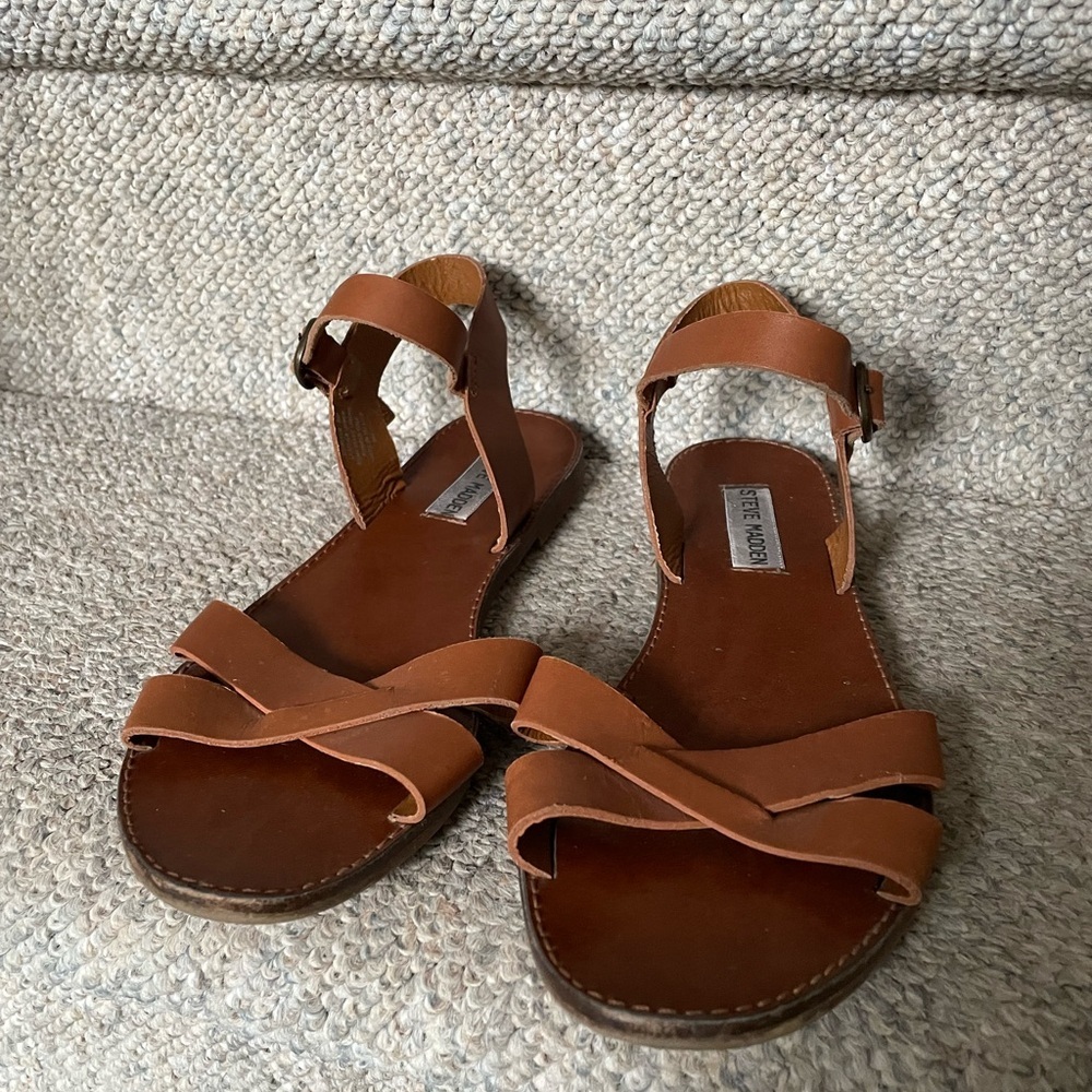 Steve Madden Dublin leather gladiator feminine Cottagecore coquette sandals 8 - Picture 2 of 11
